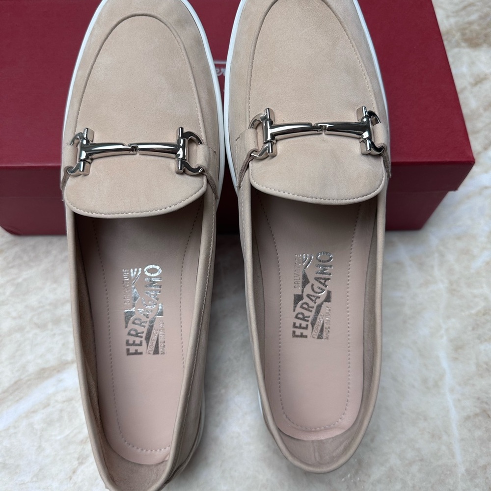 Ferragamo Mercury Ultra soft beige color suede loafers Size 8.5M
